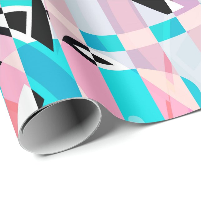 Abstract striped pattern stripes beige turquoise p wrapping paper (Roll Corner)