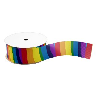 Abstract Striped Rainbow Satin Ribbon
