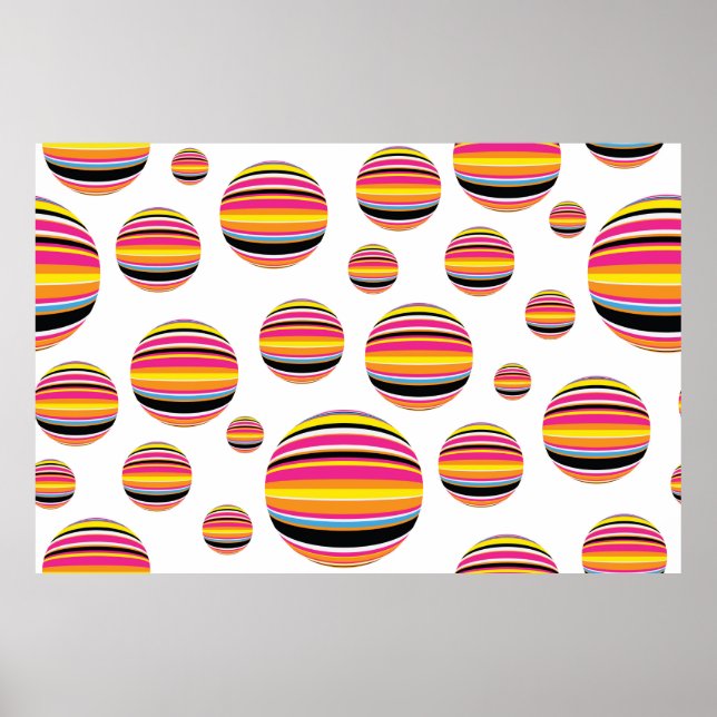 abstract striped raindrops seamless pattern multic poster (Front)