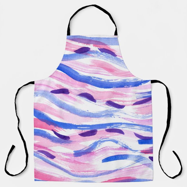 Abstract striped watercolor background. Brush smea Apron (Front)