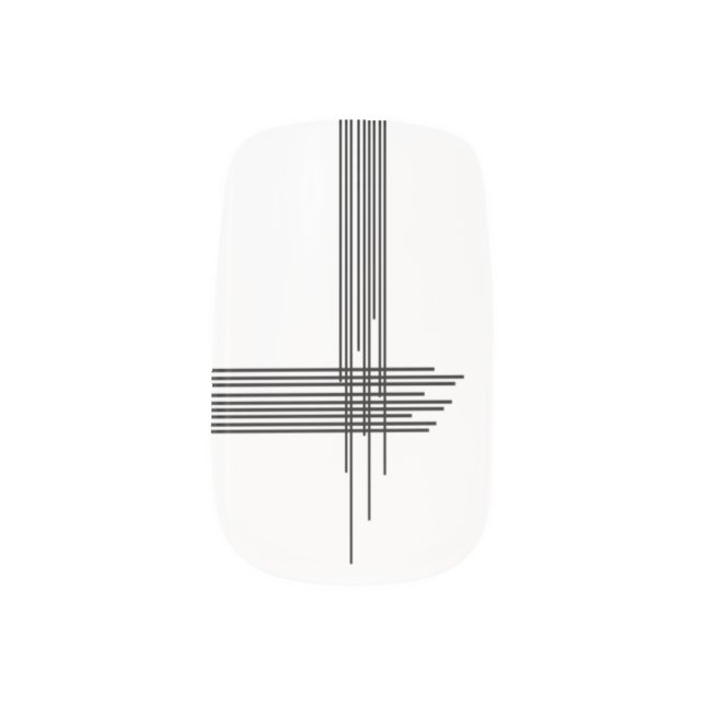 Abstract Stripes Black and White Minx Nail Art (Left Thumb)
