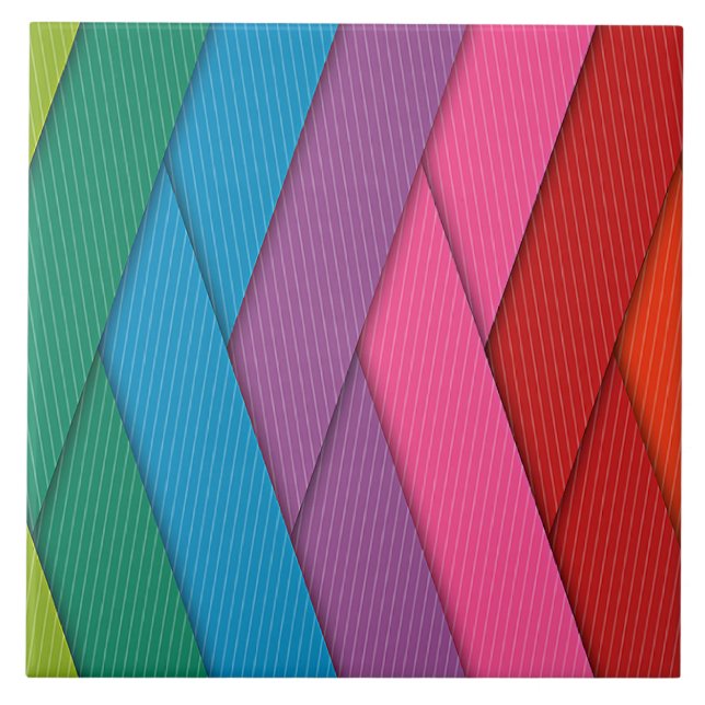 Abstract stripes, colorful, ceramic tile (Front)