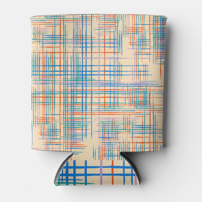 Abstract stripes, colorful ethnic grass mat. can cooler (Front)