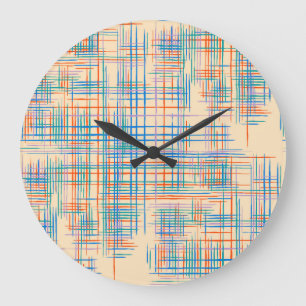 Abstract stripes, colorful ethnic grass mat. large clock