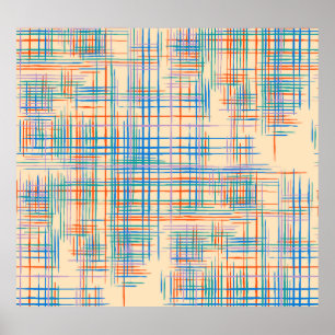 Abstract stripes, colorful ethnic grass mat. poster