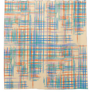Abstract stripes, colorful ethnic grass mat. shower curtain