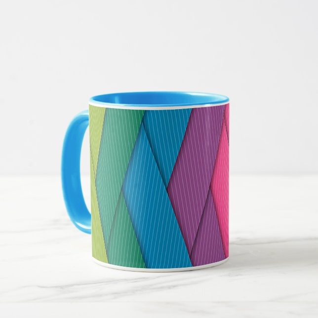 Abstract stripes, colorful, mug (Front Left)