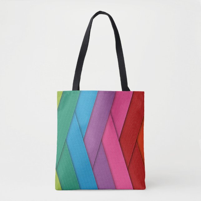 Abstract stripes, colorful, tote bag (Front)