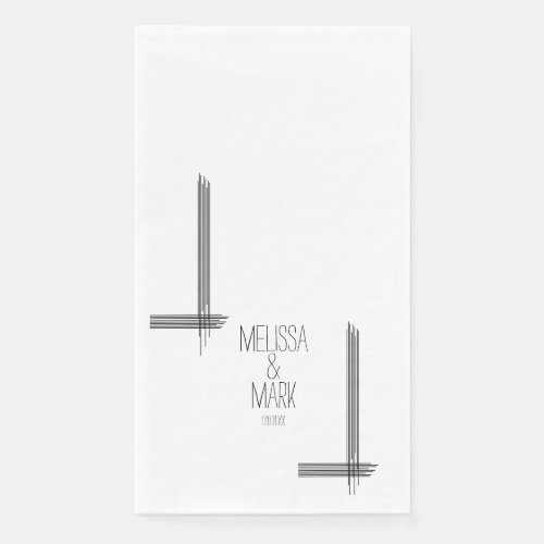 Abstract Stripes Hand Drawn Name Wedding   Paper Guest Towels