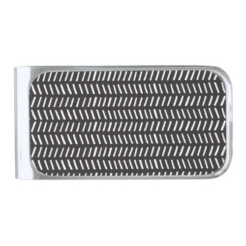 Abstract Stripes Horizontal Vintage Background Silver Finish Money Clip