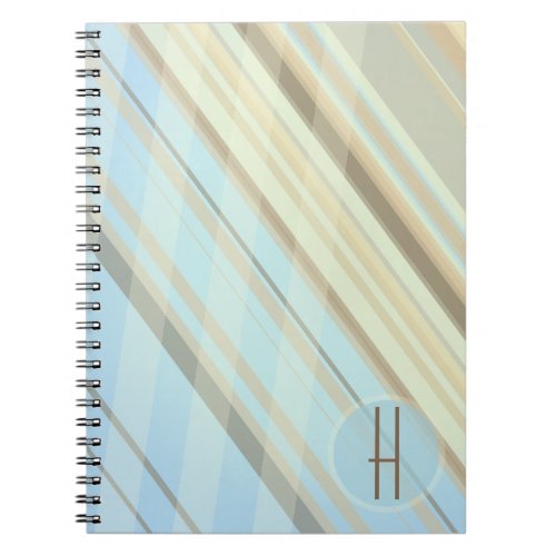 Abstract StripesLight Blue  SepiaMonogram Notebook