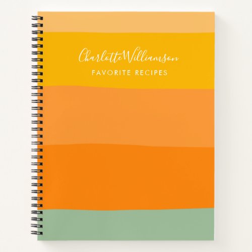 Abstract Stripes Mint Coral Peach Custom Recipe Notebook