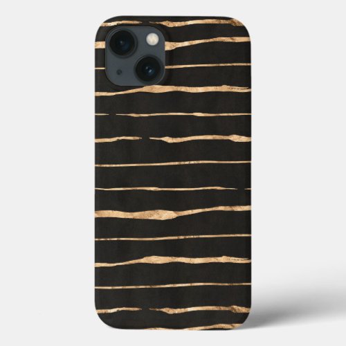 Abstract Stripes Pattern In Rose_Gold  Black iPhone 13 Case