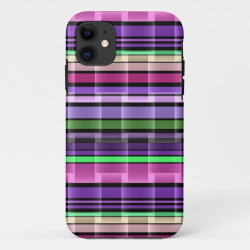 Abstract Stripes Pattern Purple Pink Green iPhone 11 Case
