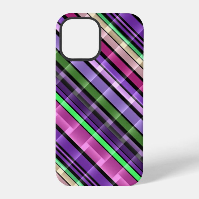 Abstract Stripes Pattern (Purple, Pink, Green) Iphone Case (Back)