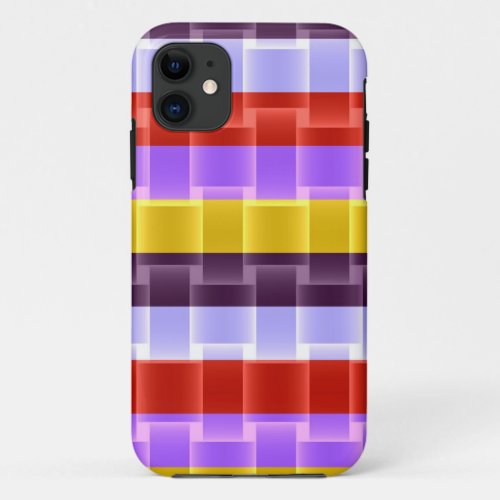 Abstract Stripes Pattern Purple Yellow Red iPhone 11 Case