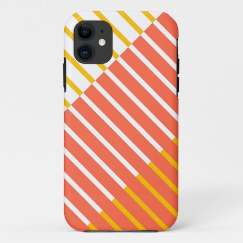 Abstract Stripes Pattern Yellow White Pink iPhone 11 Case