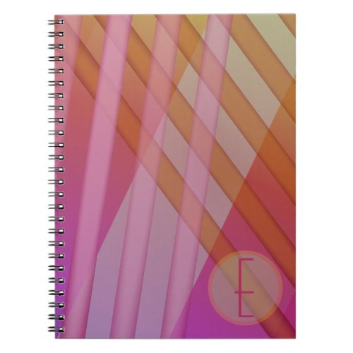 Abstract StripesPink Magenta OrangeMonogram Notebook