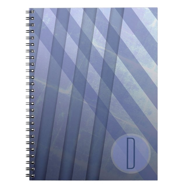 Abstract Stripes/Purplish Gray Hues/monogram Notebook (Front)