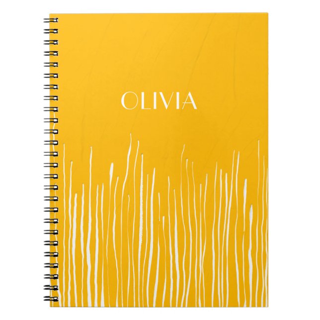 Abstract stripes. Simple bright yellow painted Notebook (Front)