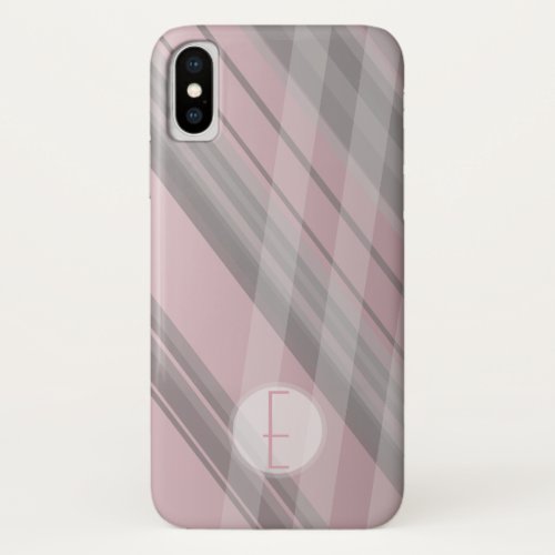 Abstract StripesSmoky Pink GreyMonogram iPhone X Case