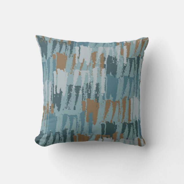 Abstract Stripes Teal Throw Pillow (Front)