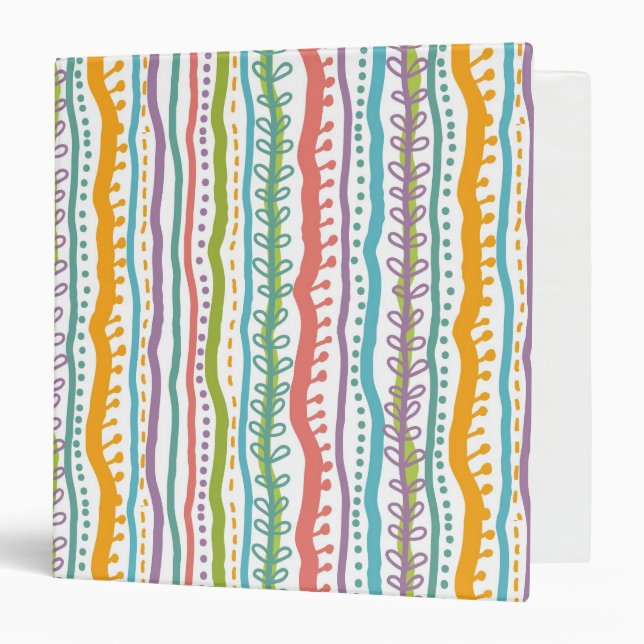 Abstract Stripes Vertical Pattern 3 Ring Binder (Front/Inside)