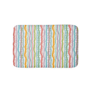 Abstract Stripes Vertical Pattern Bathroom Mat