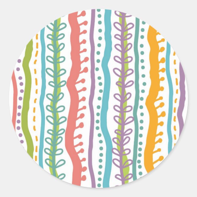 Abstract Stripes Vertical Pattern Classic Round Sticker (Front)