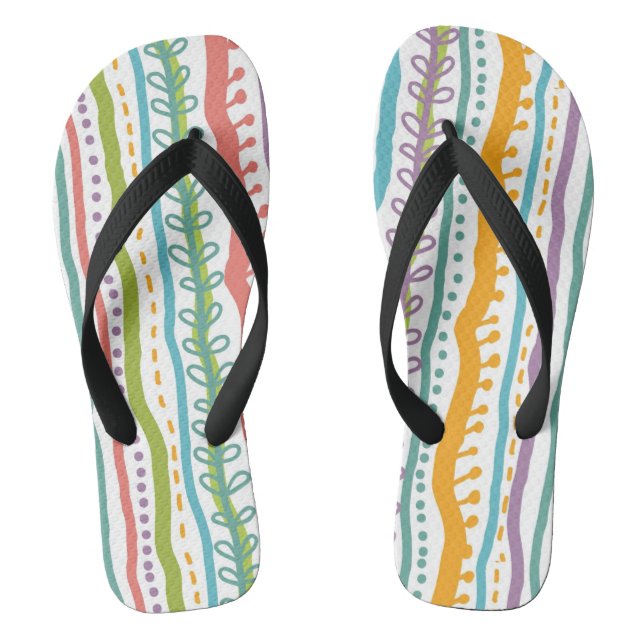 Abstract Stripes Vertical Pattern Flip Flops (Footbed)
