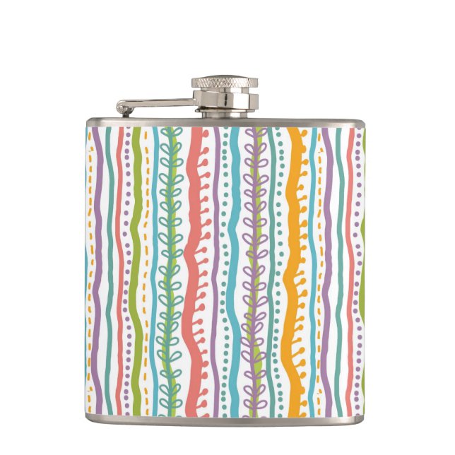 Abstract Stripes Vertical Pattern Hip Flask (Front)