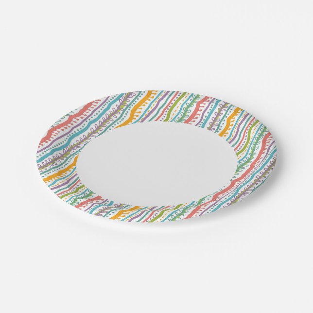 Abstract Stripes Vertical Pattern Paper Plates (Angled)