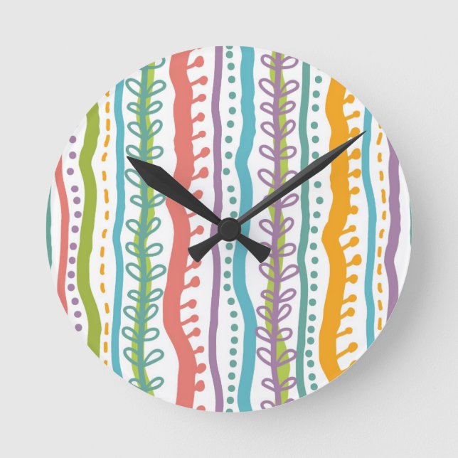 Abstract Stripes Vertical Pattern Round Clock (Front)