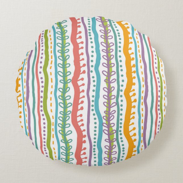 Abstract Stripes Vertical Pattern Round Pillow (Front)