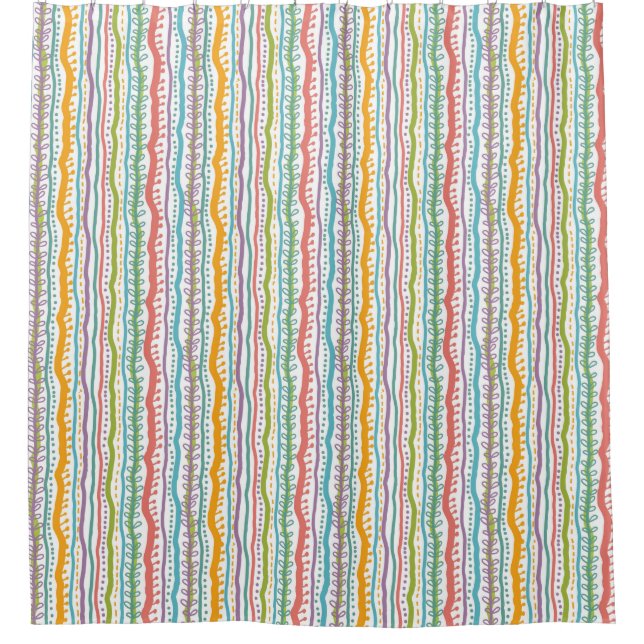 Abstract Stripes Vertical Pattern Shower Curtain (Front)