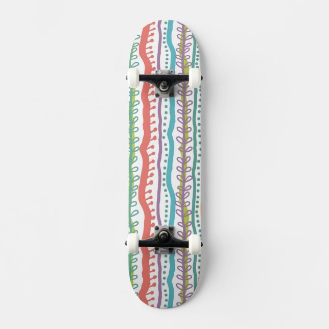 Abstract Stripes Vertical Pattern Skateboard (Front)