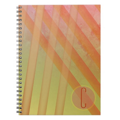 Abstract StripesYellow  Warm Huesmonogram Notebook