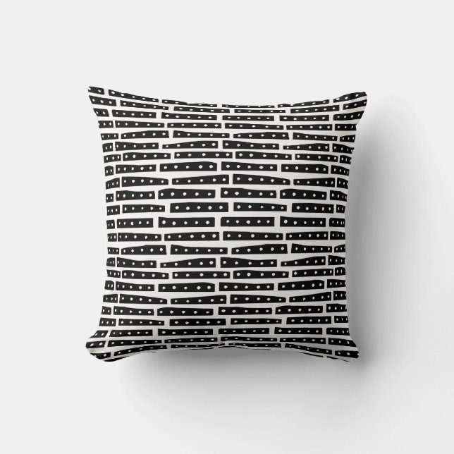 Abstract Strips 101119 Pattern - Black on White Throw Pillow (Front)