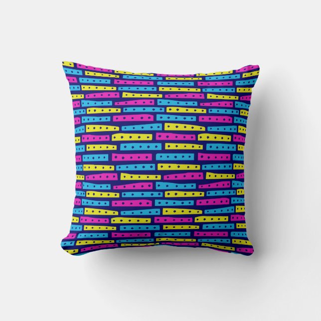 Abstract Strips - Colors 02 on Dark Blue Throw Pillow (Front)