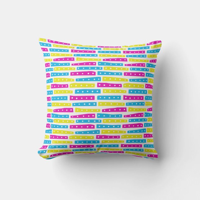 Abstract Strips - Colors 02 on White Throw Pillow (Front)