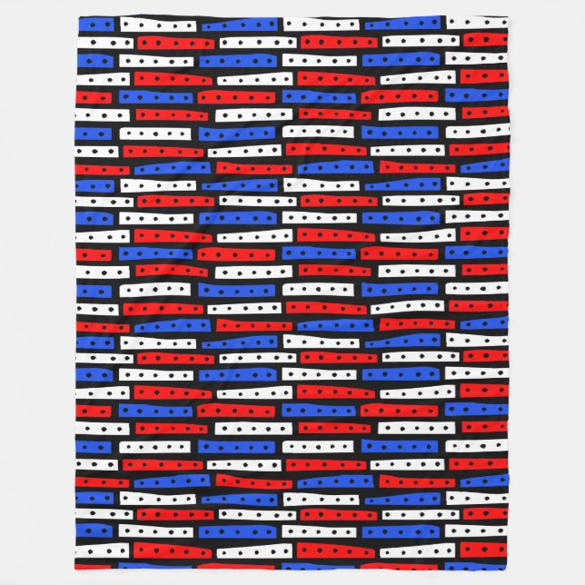 Abstract Strips Pattern - Colors 01 on Black Fleece Blanket (Front)