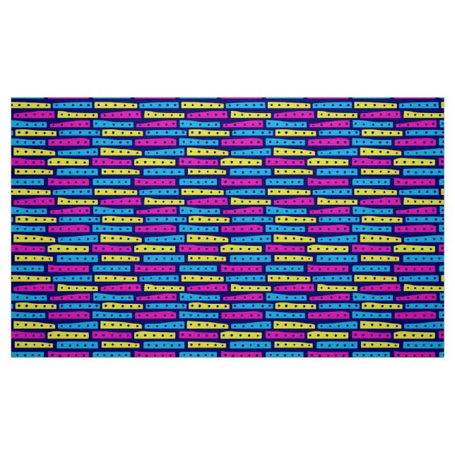 Abstract Strips Pattern - Colors 02 on Dark Blue Fabric (Fat Quarter)
