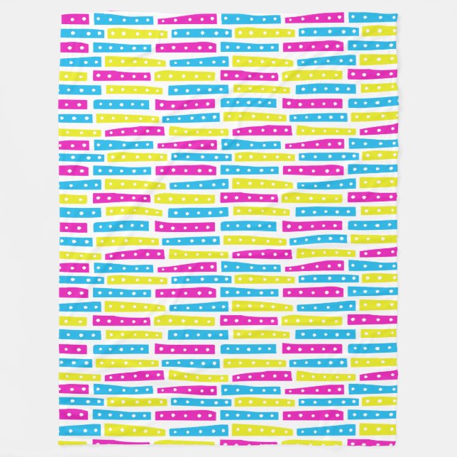 Abstract Strips Pattern - Colors 02 on White Fleece Blanket (Front)