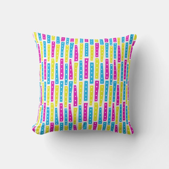 Abstract Strips Vertical - Colors 02 on White Throw Pillow (Front)