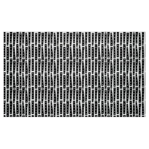 Abstract Strips Vertical Pattern - Black on White Fabric