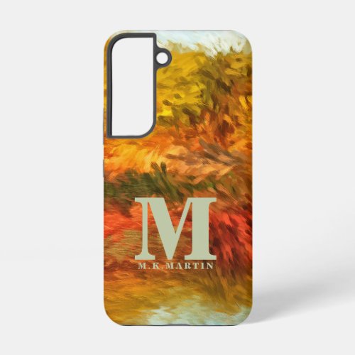 Abstract Strokes of Autumn Lake Monogram Initial Samsung Galaxy S22 Case