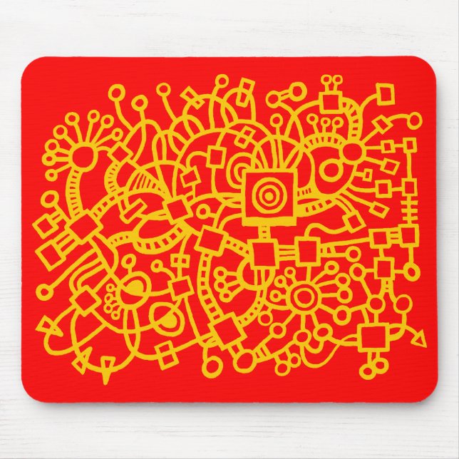 Abstract Structure - Amber on Red Mouse Pad (Front)