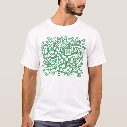 Abstract Structure _ Army Green on Dark T_Shirt