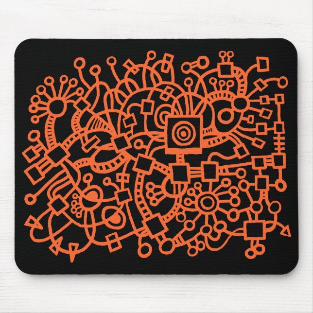 Abstract Structure - Autumn Orange on Black Mouse Pad (Front)