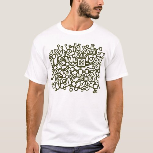 Abstract Structure _ Avocado Green on Dark T_Shirt